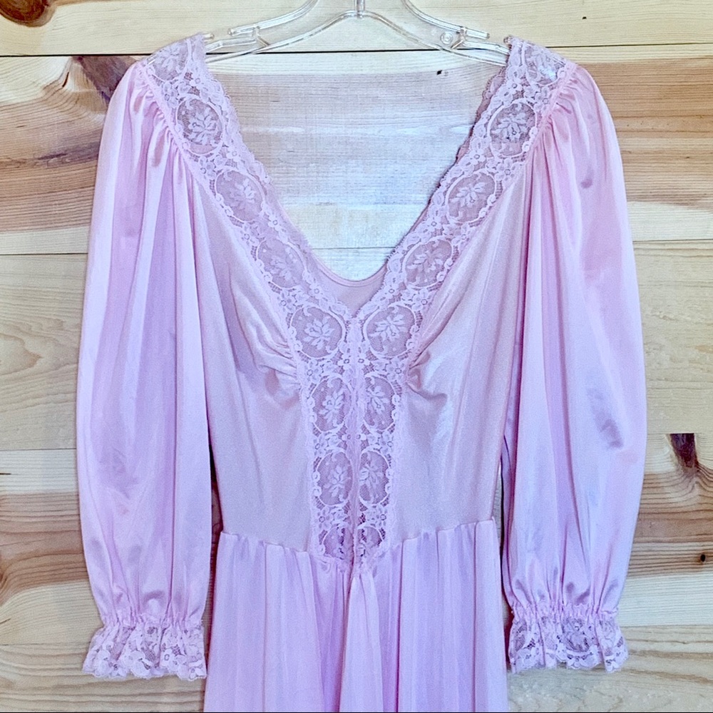 Vintage Pink Long Sleeve Olga Gown Nightgown